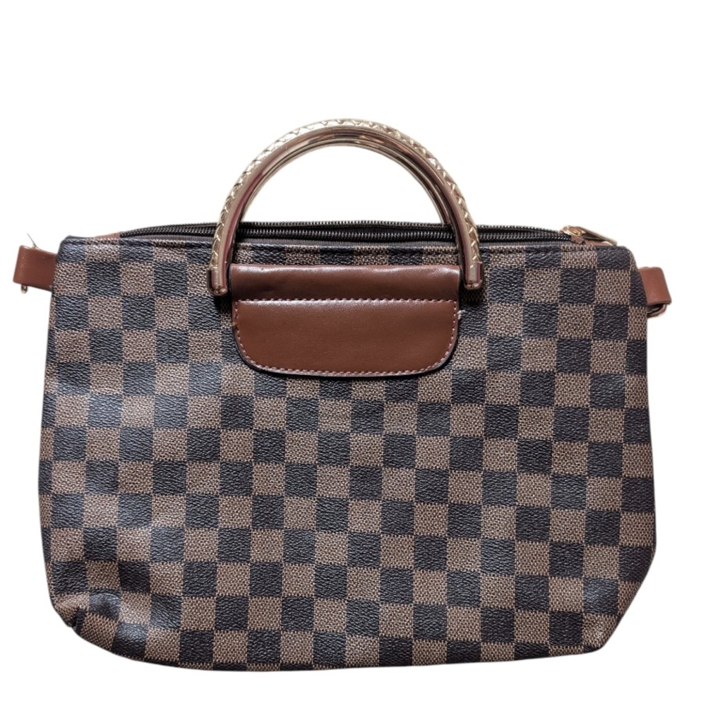 Checkered Brown and Black Handbag